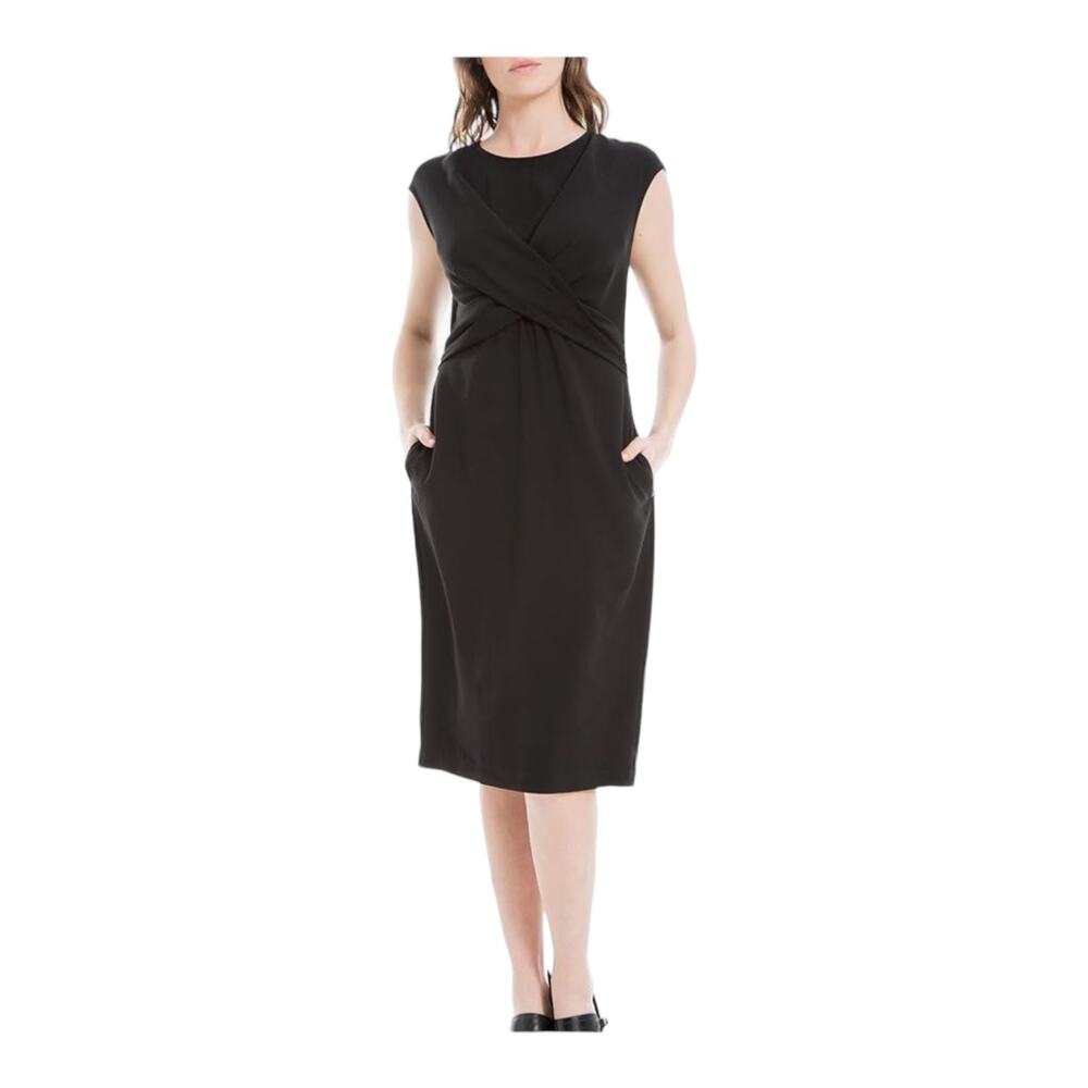 Max Studio dress cap sleeve front detailed black Small S
